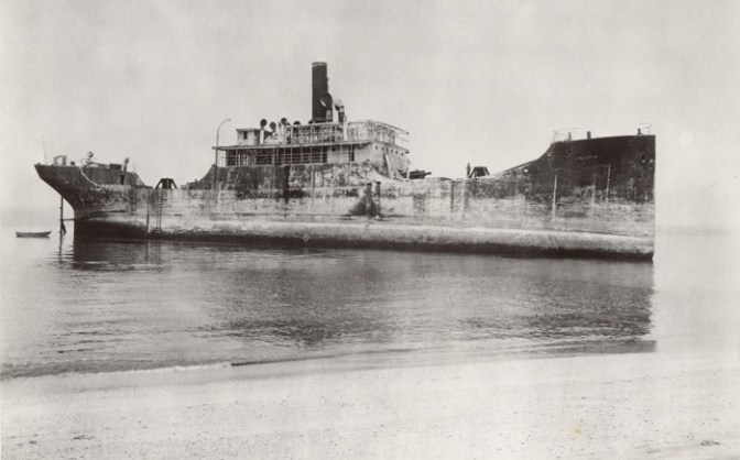Photograph of SS Atlantus from 1926, after it had run aground