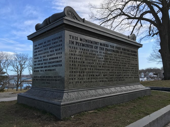 Sarcophagus of remains of earliest Pilgrims.