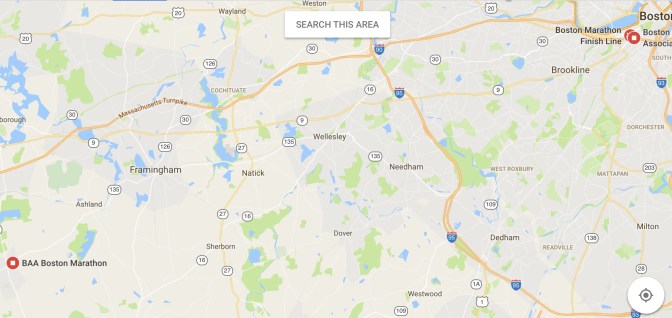 Map of Boston Marathon