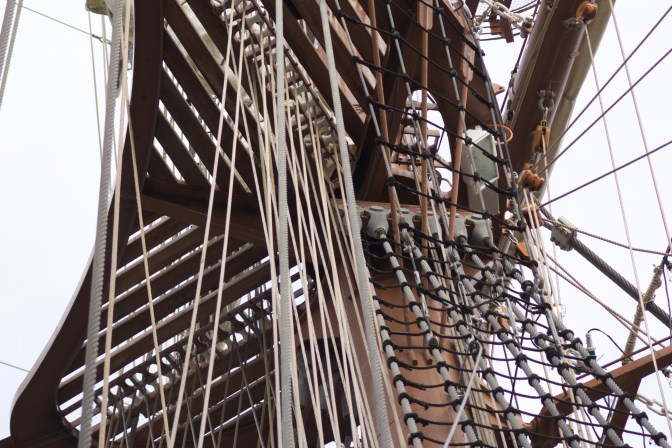 Looking up at one of the masts of the BAP Union.