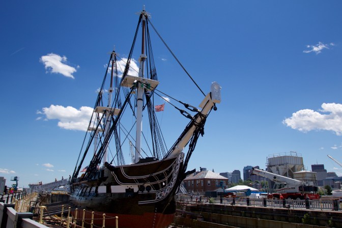The USS Constitution in dry dock.
