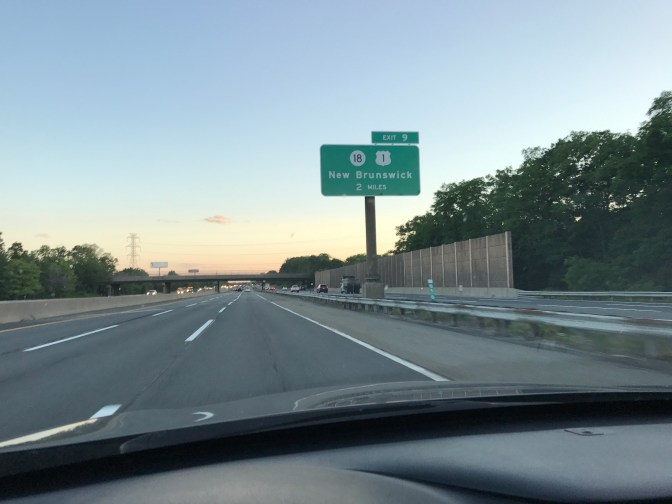 New Jersey Turnpike sign for Exit 9, southbound.
