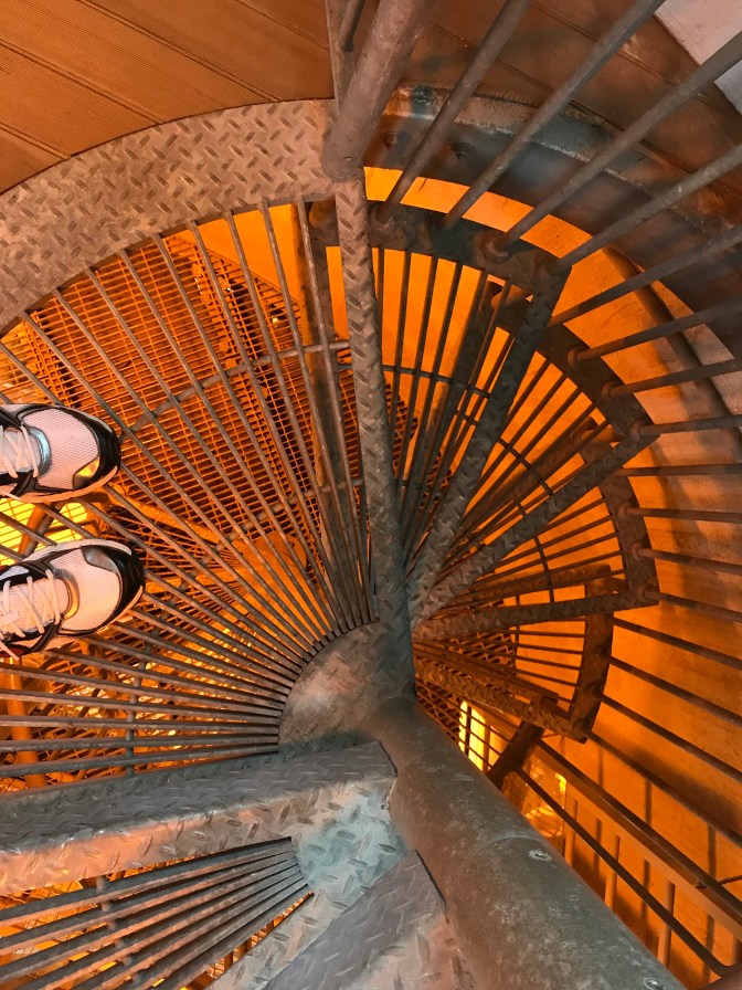 View of spiral staircase in Fire Control Tower 23.