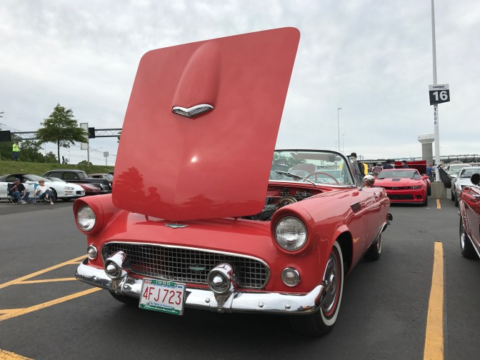 1956 red Ford Thunderbird.