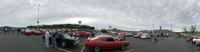 Panorama of classic car show.
