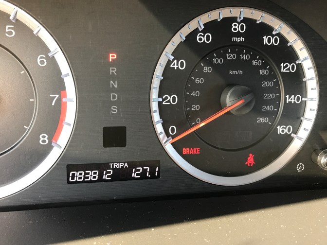 Odometer of Honda Accord indicating 83,812 miles.