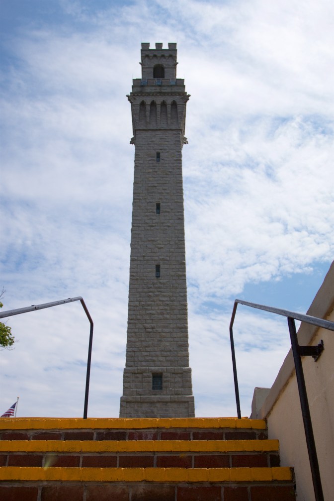 Pilgrim Monument. Steps up to the monument are in the foreground.