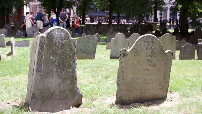 Tombstones in Granary Cemetery.