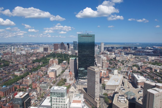 Eastern view from the observatory. The Hancock Tower is in the middle of the image.