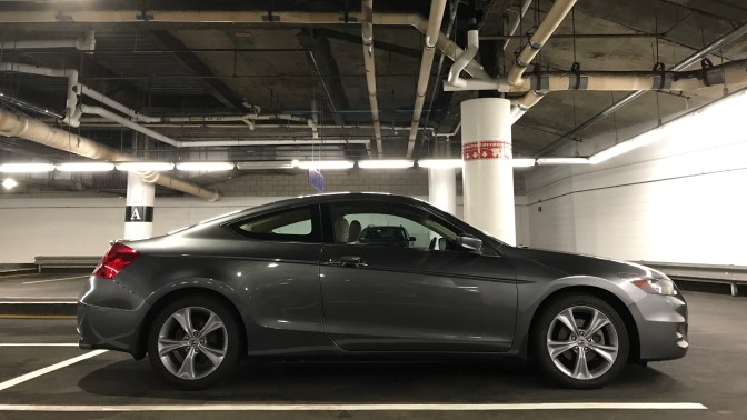 2012 Honda Accord coupe in underground parking garage.