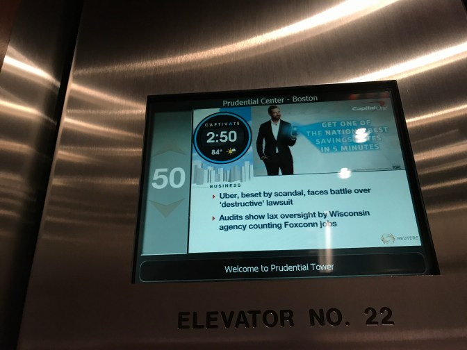 Elevator view display panel indicating the 50th floor.