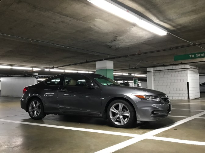 2012 Honda Accord coupe in underground parking garage.