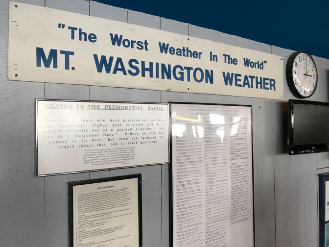 Wall display on the weather at Mt. Washington.