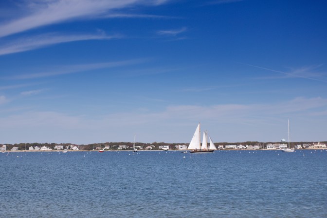 Photo of sailboat on Hyannis Harbor.
