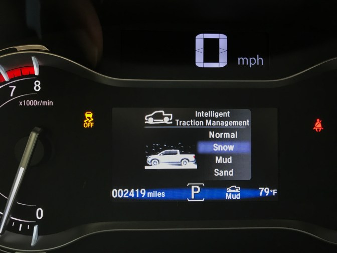 Intelligent Traction Management display on Ridgeline dashboard.