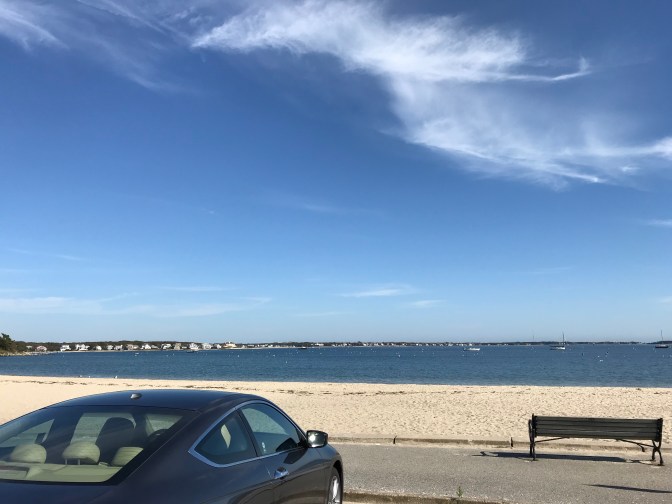 2012 Honda Accord parked in front of beach on Hyannis Harbor.