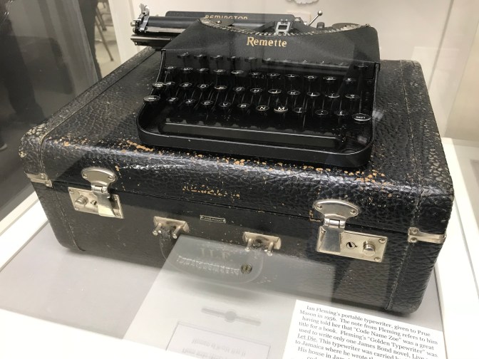 Ian Fleming's portable typewriter and its traveling case.