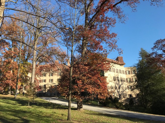 Winterthur House, hidden behind the trees.