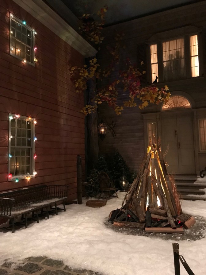 Town square, with foliage from different buildings in the northeastern United States.