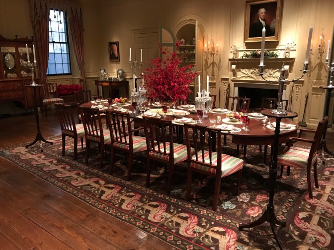Large dining room with seats for twelve.