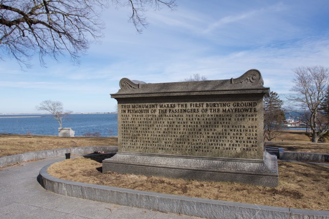 Marker for the first Pilgrim burial ground.