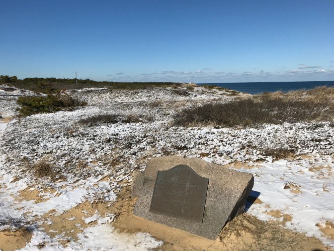 Marconi Beach stone marker for location of the first wireless telegraph station.