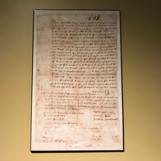 Massachusetts town charter from 1649.