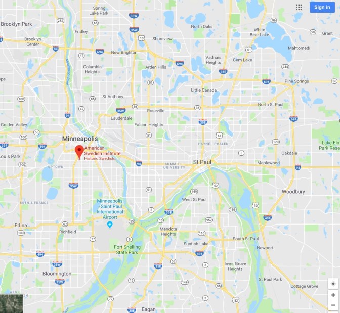 Map of Minneapolis and St. Paul in Minnesota.