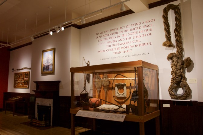 Room filled with displays of nautical knots.