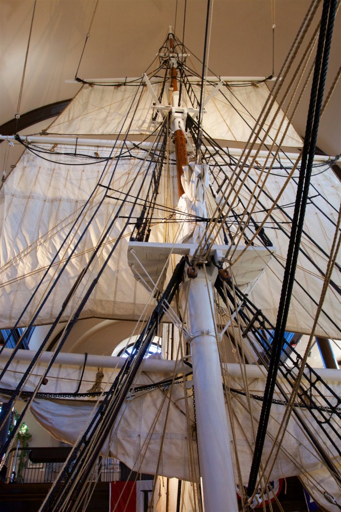 Sails and rigging of the ship.