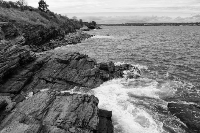 Rock formation leading out into the ocean.