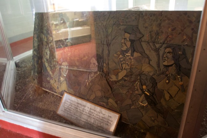 Lithocollage showing Native Americans in New England.