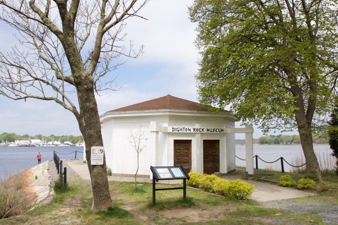 Dighton Rock Museum. The Taunton River is in the background.