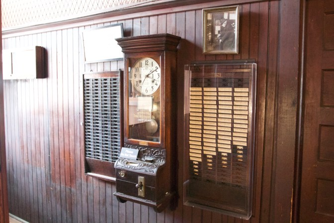 Time card machine for employees of Edison Laboratory.