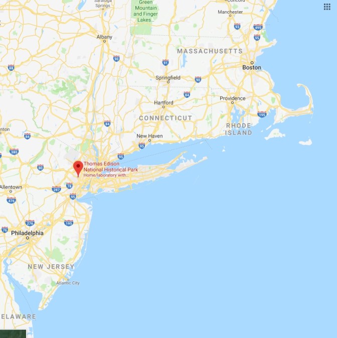 Map of Thomas Edison National Historic Park, in northern New Jersey.