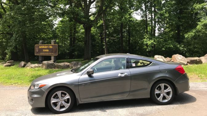 2012 Honda Accord in front of Bowman's Hill Tower sign.