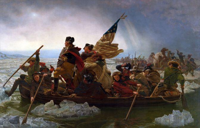 Painting of Washington Crossing the Delaware.