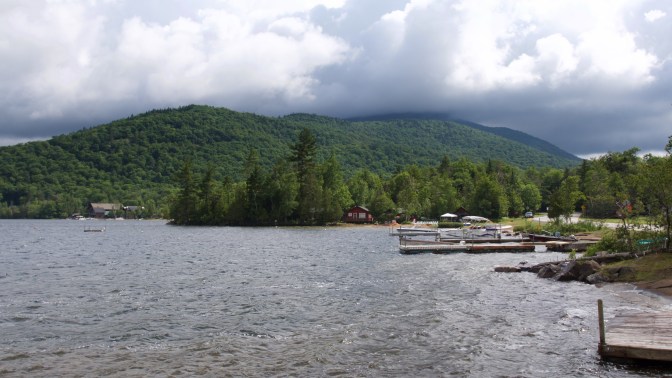 View of Blue Mountain Lake in New York.