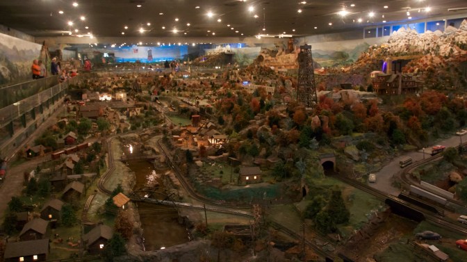 Interior of Roadside America, showing an overview of the village.