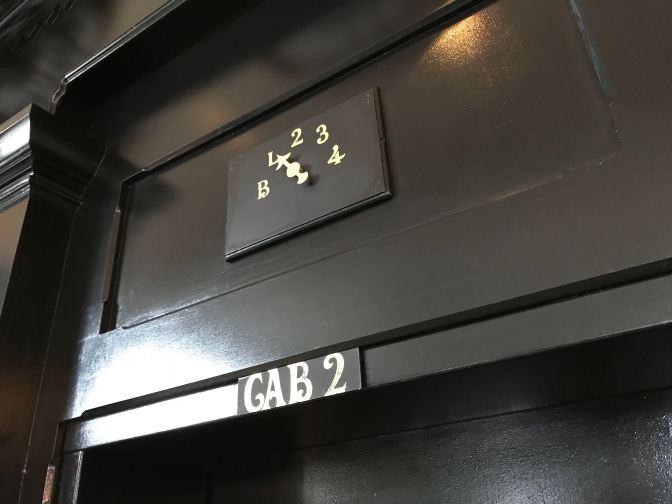 Elevator floor indicator atop Cab 2 elevator in Congress Hall.