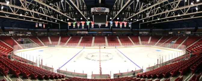 Panorama of the interior of the Herb Brooks Arena