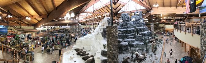 Interior panorama of the Cabela's store.