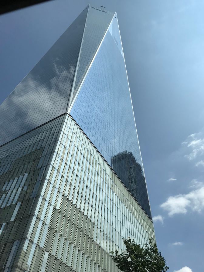 View of the Freedom Tower from street level.