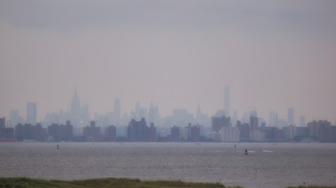 Skyline of New York across the New York Bay.