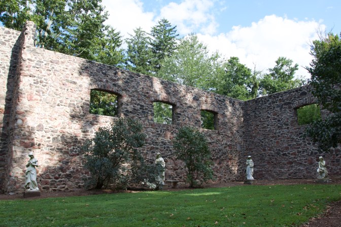 Sculpture Garden in the remains of the Hay Barn.