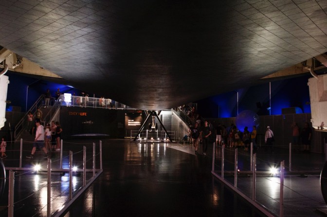 Photo of the underneath of the space shuttle.