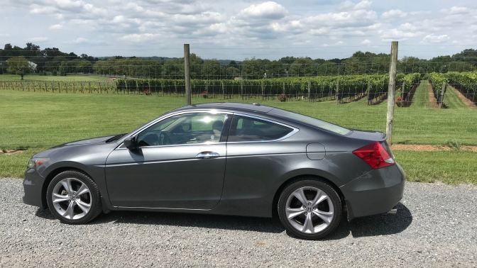 2012 Honda Accord in front of vineyard.