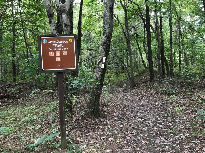 Red sign that reads APPALACHIAN TRAIL.