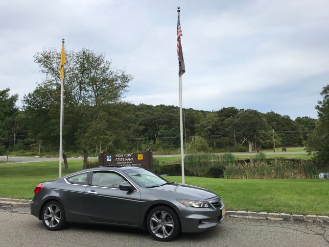 2012 Honda Accord in front of sign for High Point State Park.