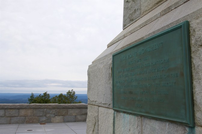 Plaque at the base of High Point Monument.